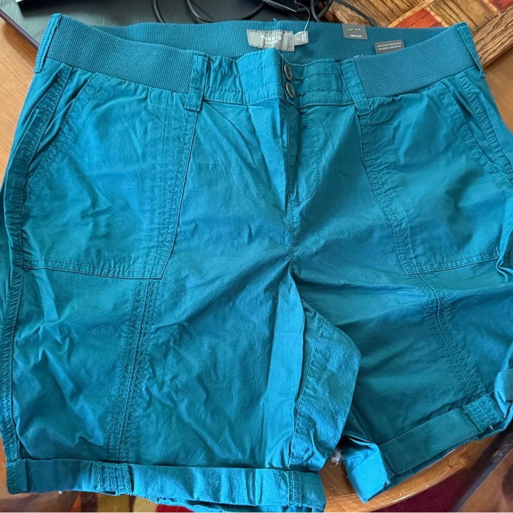Torrid Blue Cargo Shorts Lightweight Summer Essential